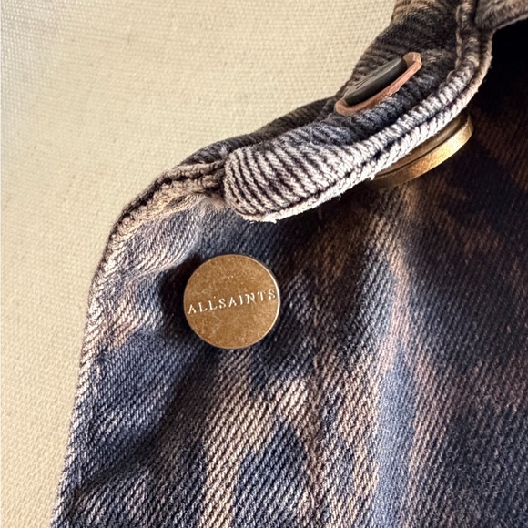 All Saints Brown Leopard Print Denim Jacket - Picture 3 of 4
